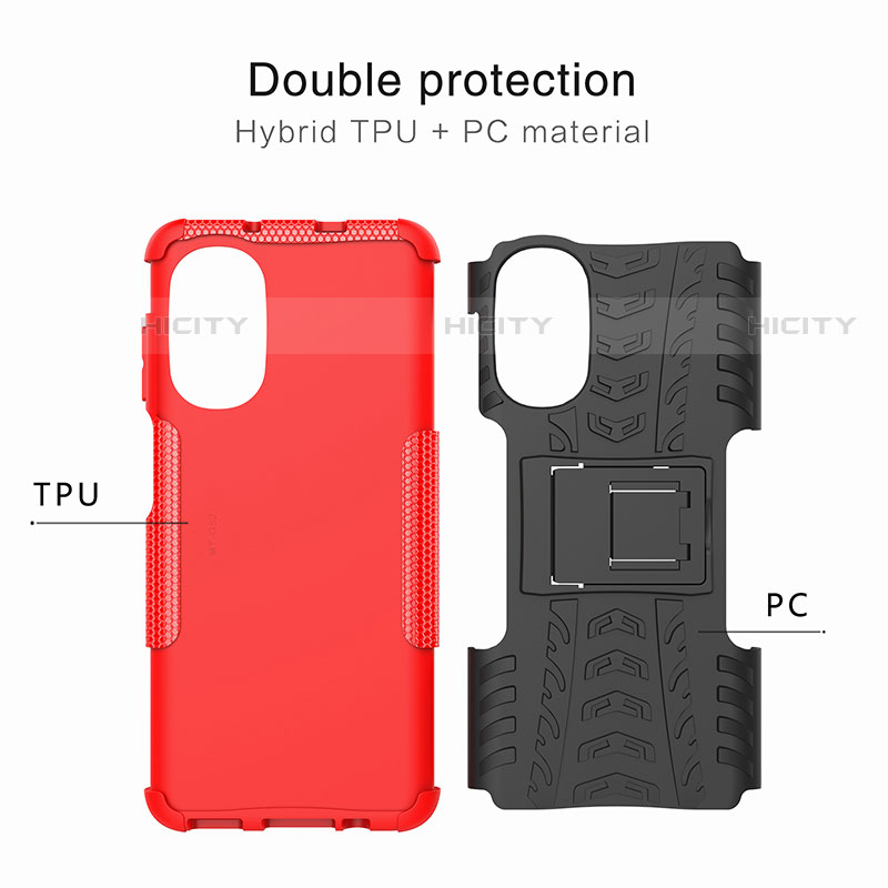 Funda Bumper Silicona y Plastico Mate Carcasa con Soporte A01 para Motorola Moto G82 5G