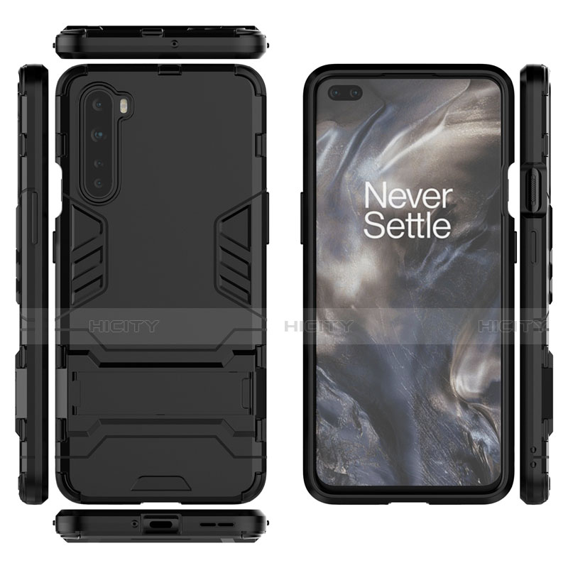 Funda Bumper Silicona y Plastico Mate Carcasa con Soporte A01 para OnePlus Nord