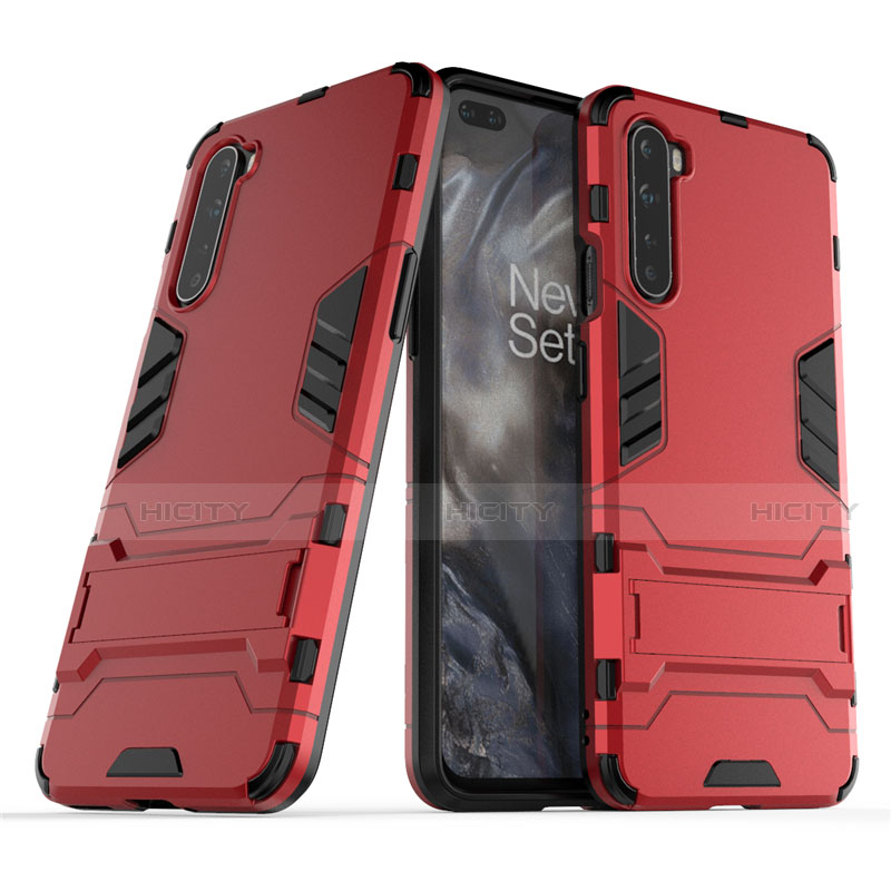 Funda Bumper Silicona y Plastico Mate Carcasa con Soporte A01 para OnePlus Nord