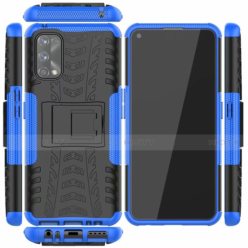 Funda Bumper Silicona y Plastico Mate Carcasa con Soporte A01 para Realme 7 Pro