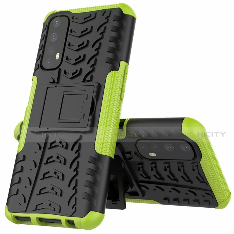 Funda Bumper Silicona y Plastico Mate Carcasa con Soporte A01 para Realme 7 Verde