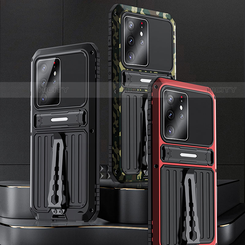 Funda Bumper Silicona y Plastico Mate Carcasa con Soporte A01 para Samsung Galaxy S23 Ultra 5G