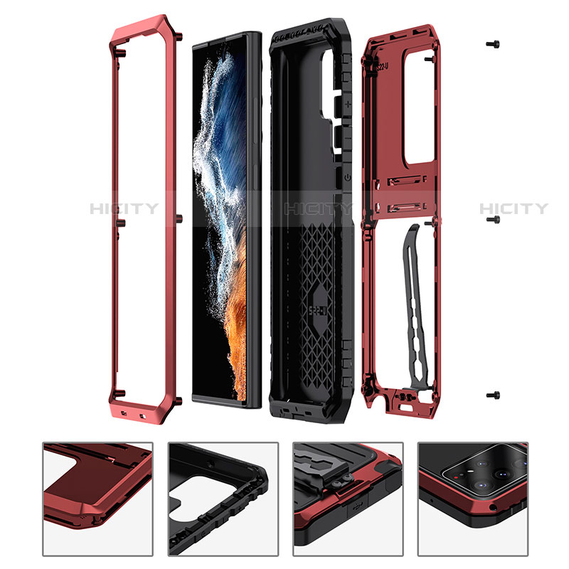 Funda Bumper Silicona y Plastico Mate Carcasa con Soporte A01 para Samsung Galaxy S23 Ultra 5G