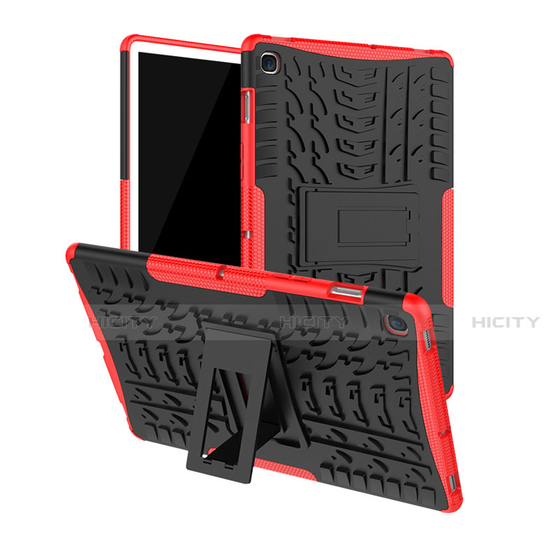 Funda Bumper Silicona y Plastico Mate Carcasa con Soporte A01 para Samsung Galaxy Tab S5e 4G 10.5 SM-T725 Rojo