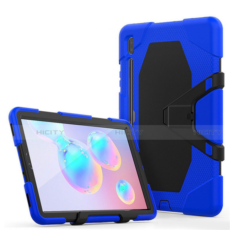 Funda Bumper Silicona y Plastico Mate Carcasa con Soporte A01 para Samsung Galaxy Tab S6 10.5 SM-T860 Azul