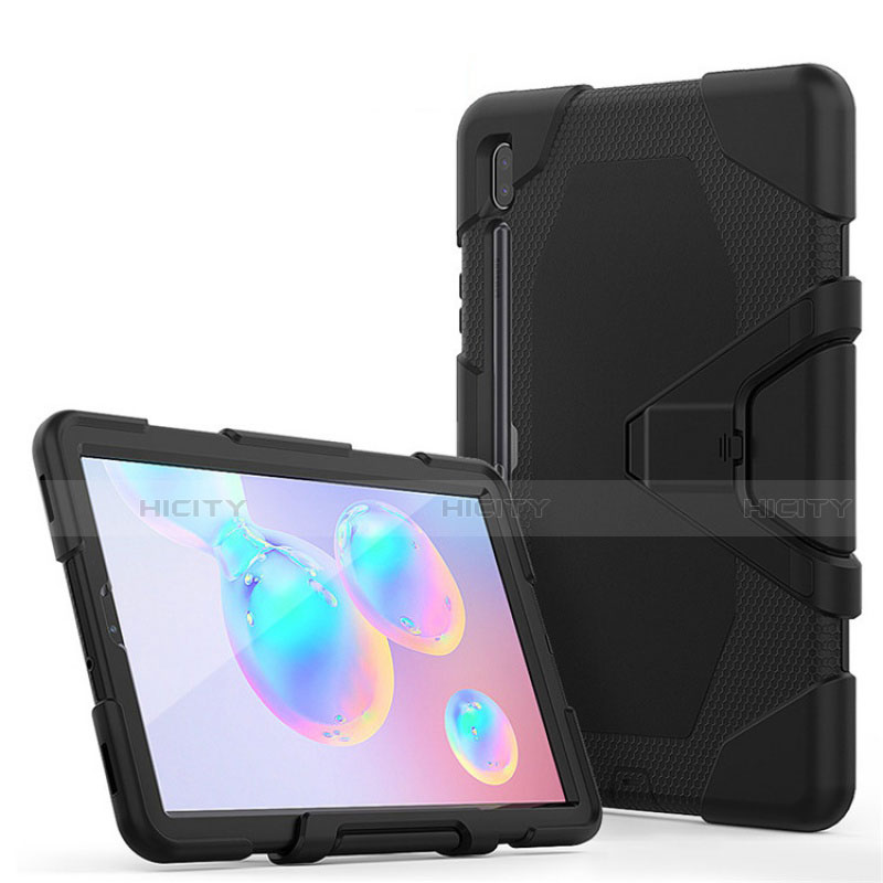 Funda Bumper Silicona y Plastico Mate Carcasa con Soporte A01 para Samsung Galaxy Tab S6 10.5 SM-T860 Negro
