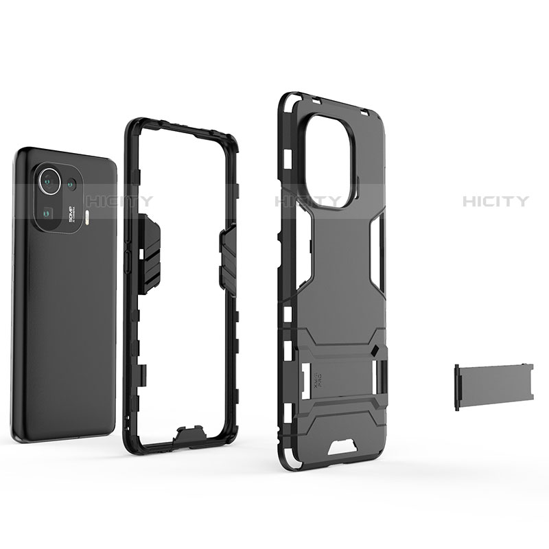 Funda Bumper Silicona y Plastico Mate Carcasa con Soporte A01 para Xiaomi Mi 11 Pro 5G