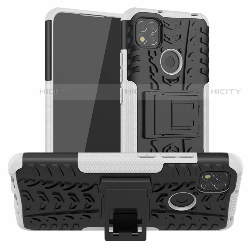 Funda Bumper Silicona y Plastico Mate Carcasa con Soporte A01 para Xiaomi Redmi 9C