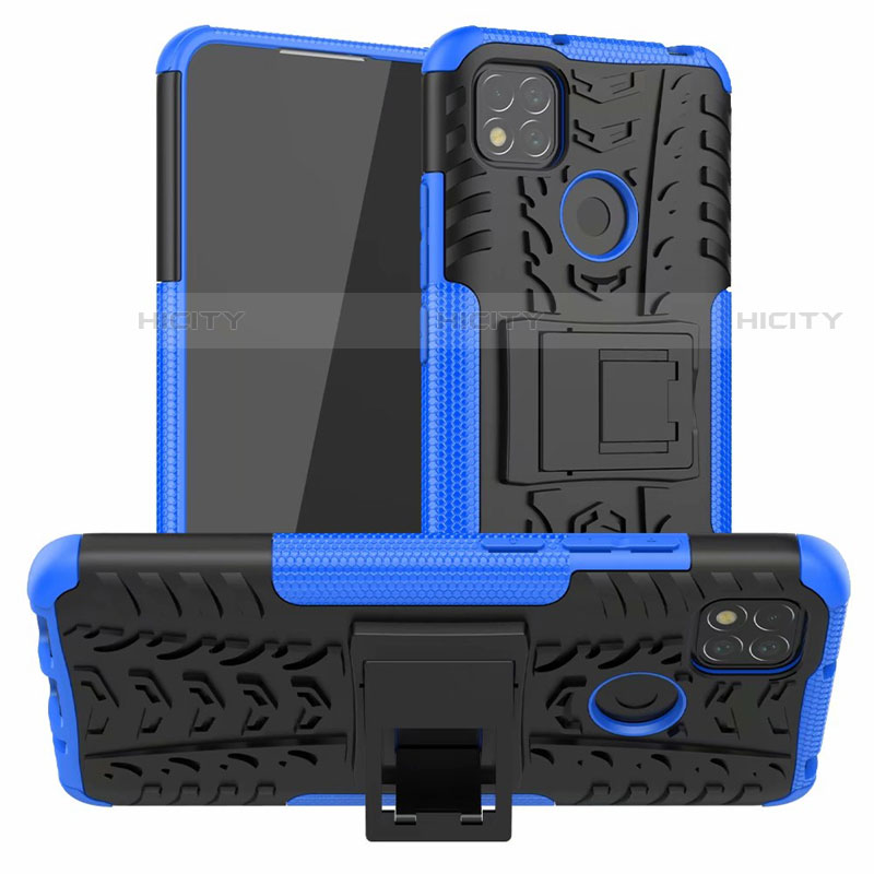 Funda Bumper Silicona y Plastico Mate Carcasa con Soporte A01 para Xiaomi Redmi 9C