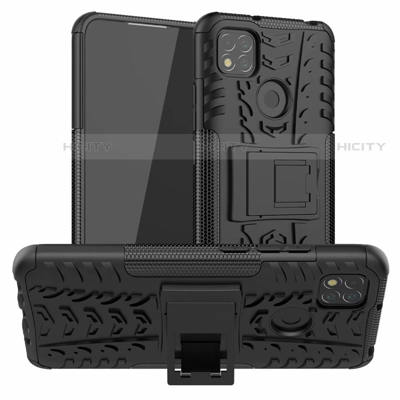 Funda Bumper Silicona y Plastico Mate Carcasa con Soporte A01 para Xiaomi Redmi 9C