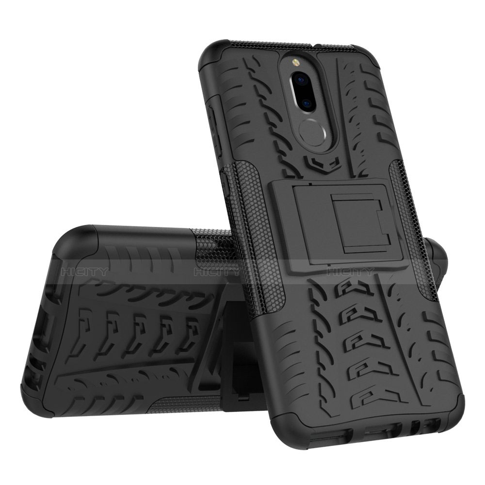 Funda Bumper Silicona y Plastico Mate Carcasa con Soporte A02 para Huawei Nova 2i Negro