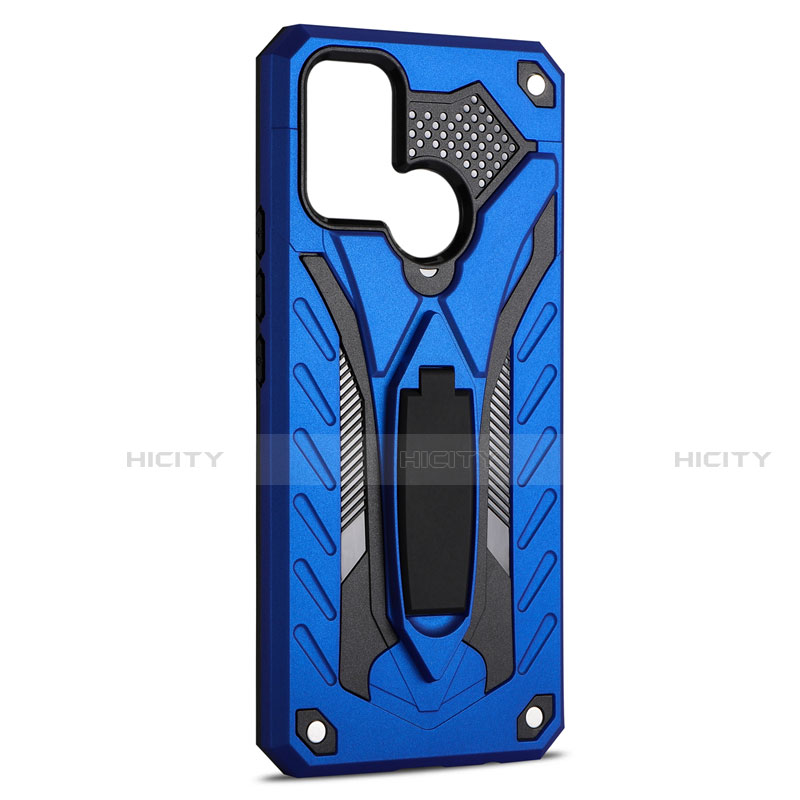 Funda Bumper Silicona y Plastico Mate Carcasa con Soporte A02 para Realme 7i Azul