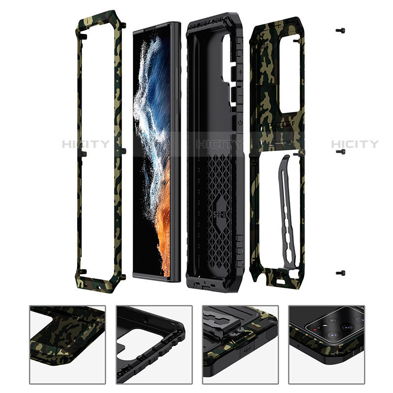 Funda Bumper Silicona y Plastico Mate Carcasa con Soporte A02 para Samsung Galaxy S23 Ultra 5G