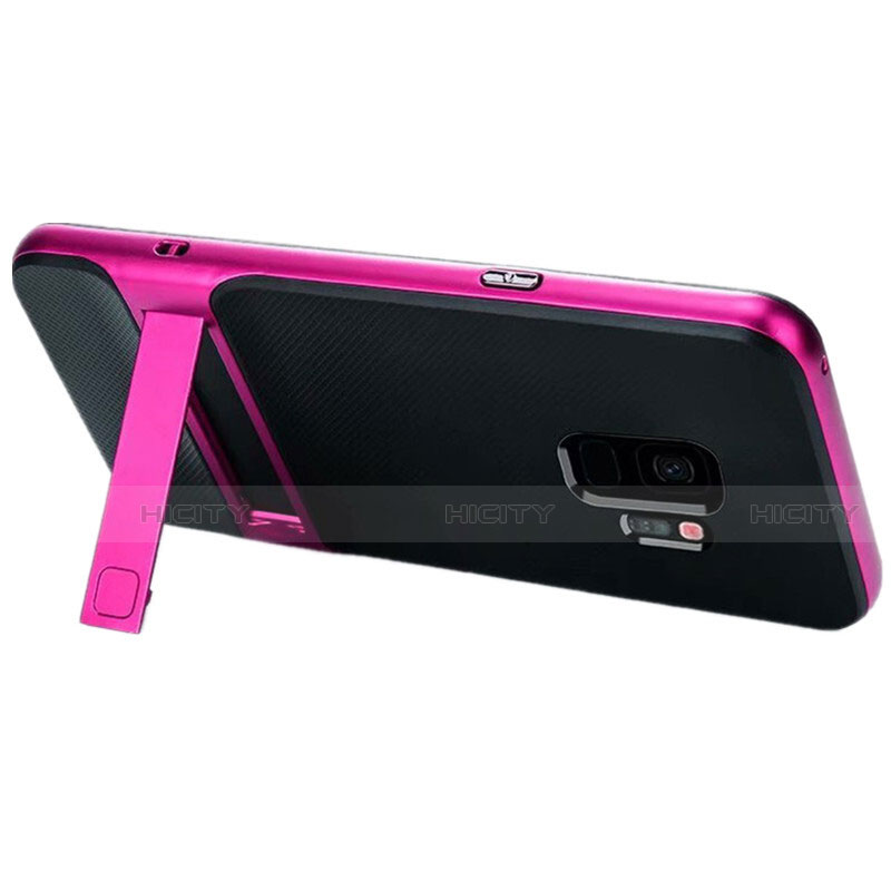 Funda Bumper Silicona y Plastico Mate Carcasa con Soporte A02 para Samsung Galaxy S9