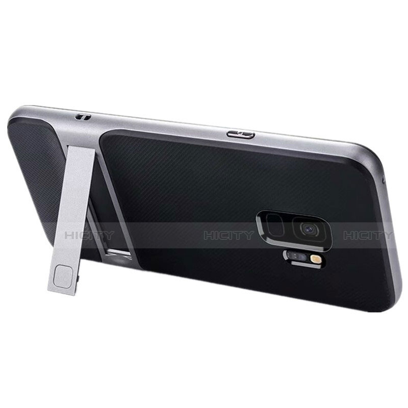 Funda Bumper Silicona y Plastico Mate Carcasa con Soporte A02 para Samsung Galaxy S9