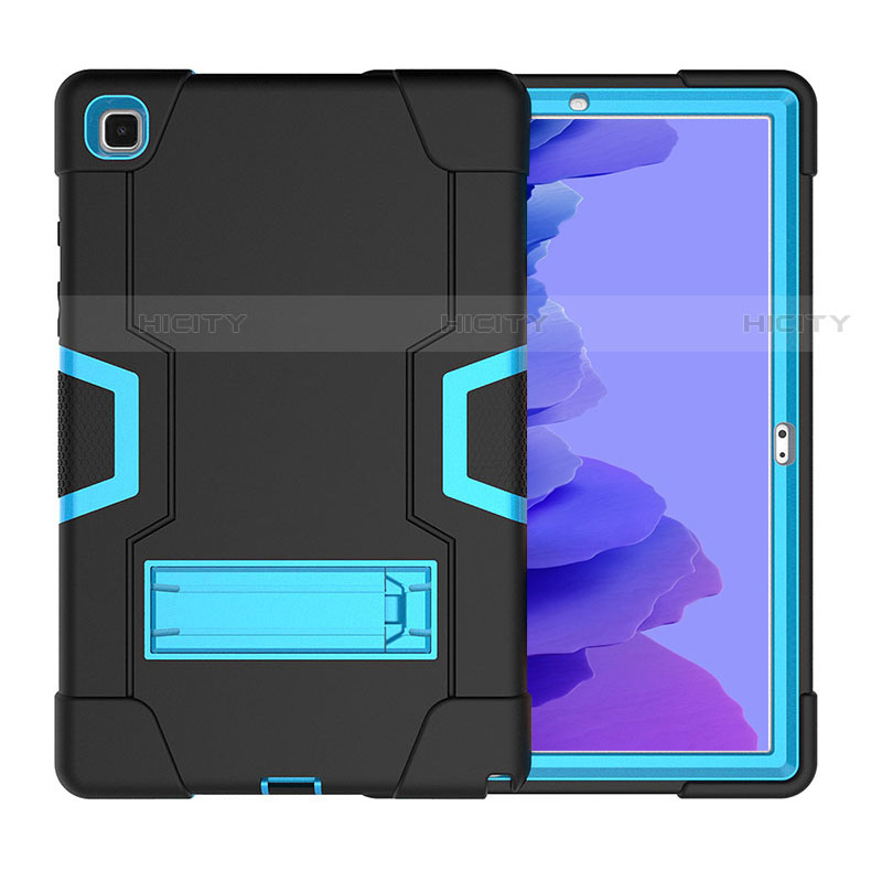 Funda Bumper Silicona y Plastico Mate Carcasa con Soporte A02 para Samsung Galaxy Tab A7 4G 10.4 SM-T505 Azul y Negro