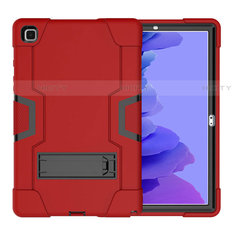 Funda Bumper Silicona y Plastico Mate Carcasa con Soporte A02 para Samsung Galaxy Tab A7 4G 10.4 SM-T505 Rojo