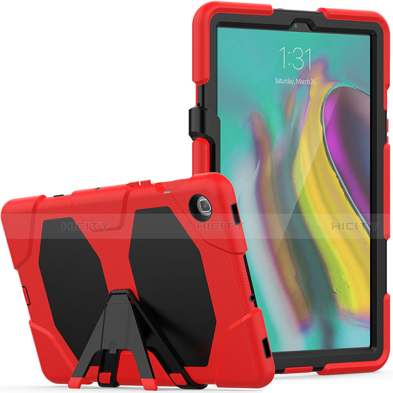 Funda Bumper Silicona y Plastico Mate Carcasa con Soporte A02 para Samsung Galaxy Tab S5e Wi-Fi 10.5 SM-T720 Rojo