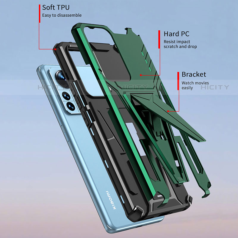 Funda Bumper Silicona y Plastico Mate Carcasa con Soporte A02 para Xiaomi Mi 12 Pro 5G
