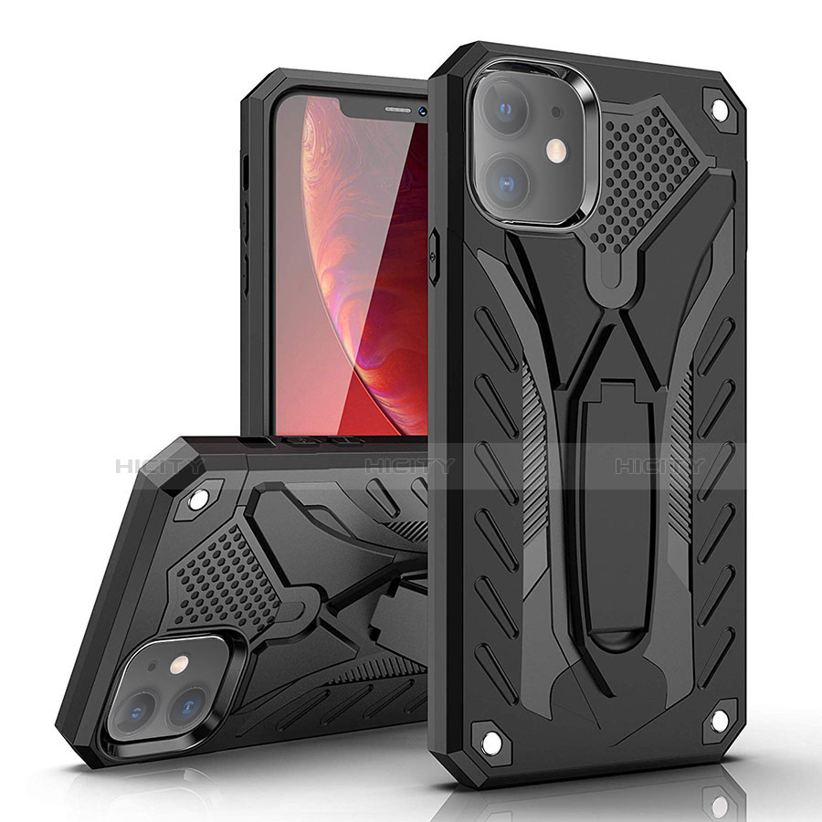 Funda Bumper Silicona y Plastico Mate Carcasa con Soporte A03 para Apple iPhone 11 Negro