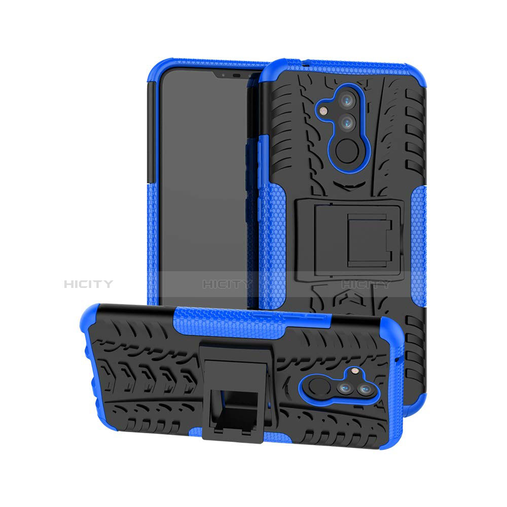 Funda Bumper Silicona y Plastico Mate Carcasa con Soporte A03 para Huawei Mate 20 Lite Azul