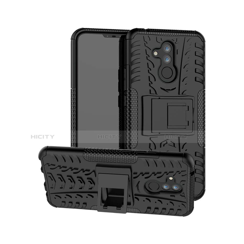 Funda Bumper Silicona y Plastico Mate Carcasa con Soporte A03 para Huawei Mate 20 Lite Negro