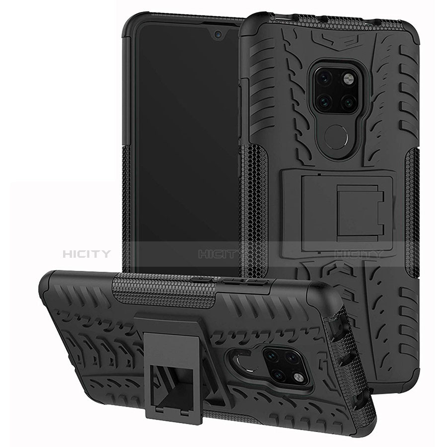 Funda Bumper Silicona y Plastico Mate Carcasa con Soporte A03 para Huawei Mate 20 Negro