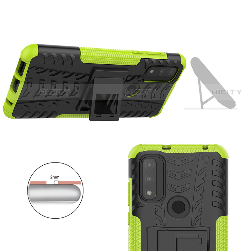 Funda Bumper Silicona y Plastico Mate Carcasa con Soporte A03 para Motorola Moto G Pure