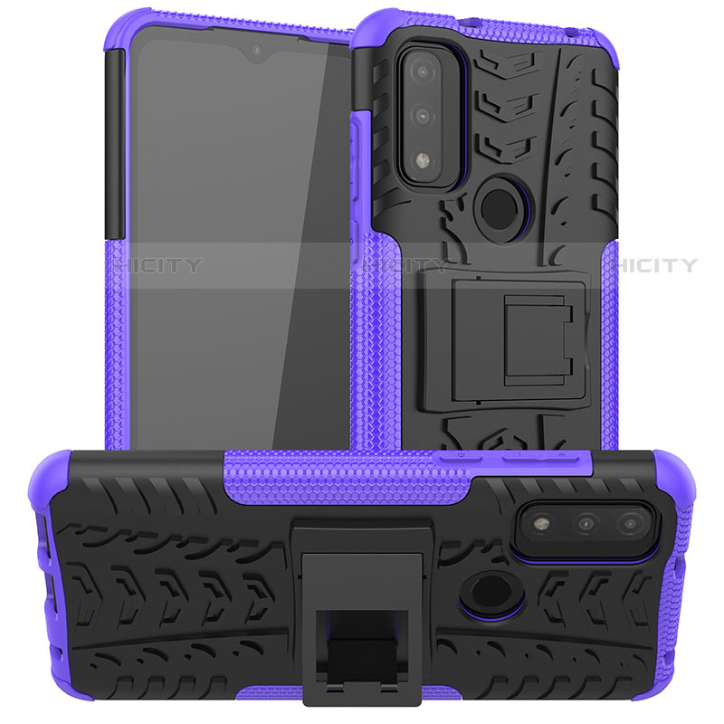 Funda Bumper Silicona y Plastico Mate Carcasa con Soporte A03 para Motorola Moto G Pure