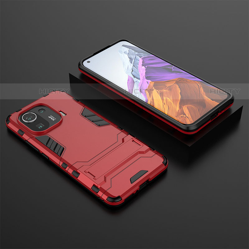 Funda Bumper Silicona y Plastico Mate Carcasa con Soporte A03 para Xiaomi Mi 11 Pro 5G