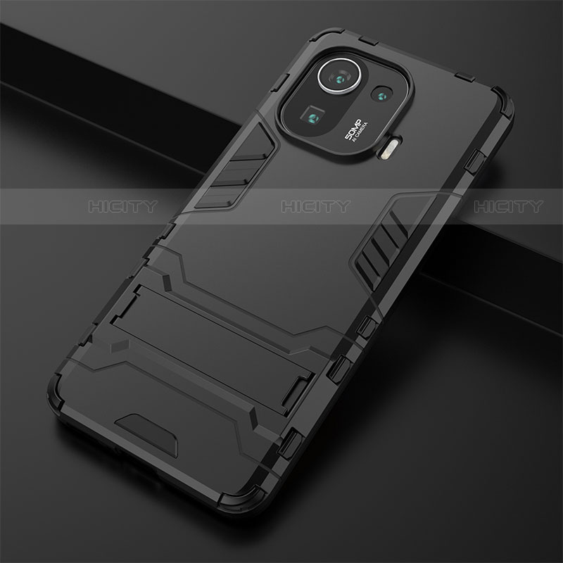 Funda Bumper Silicona y Plastico Mate Carcasa con Soporte A03 para Xiaomi Mi 11 Pro 5G