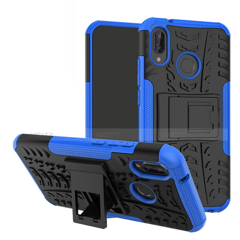 Funda Bumper Silicona y Plastico Mate Carcasa con Soporte A04 para Huawei P20 Lite