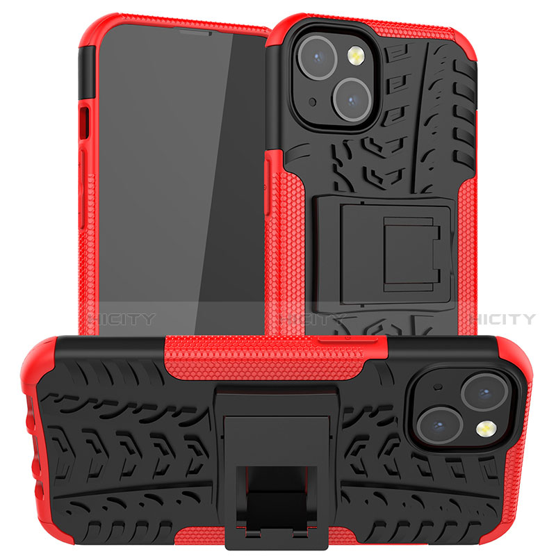 Funda Bumper Silicona y Plastico Mate Carcasa con Soporte A07 para Apple iPhone 13