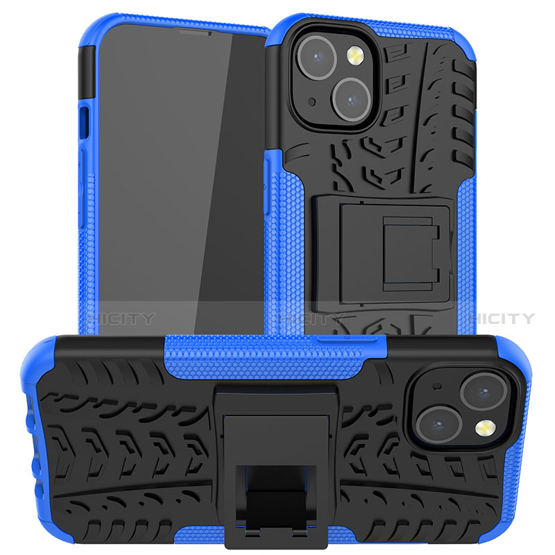 Funda Bumper Silicona y Plastico Mate Carcasa con Soporte A07 para Apple iPhone 13 Mini