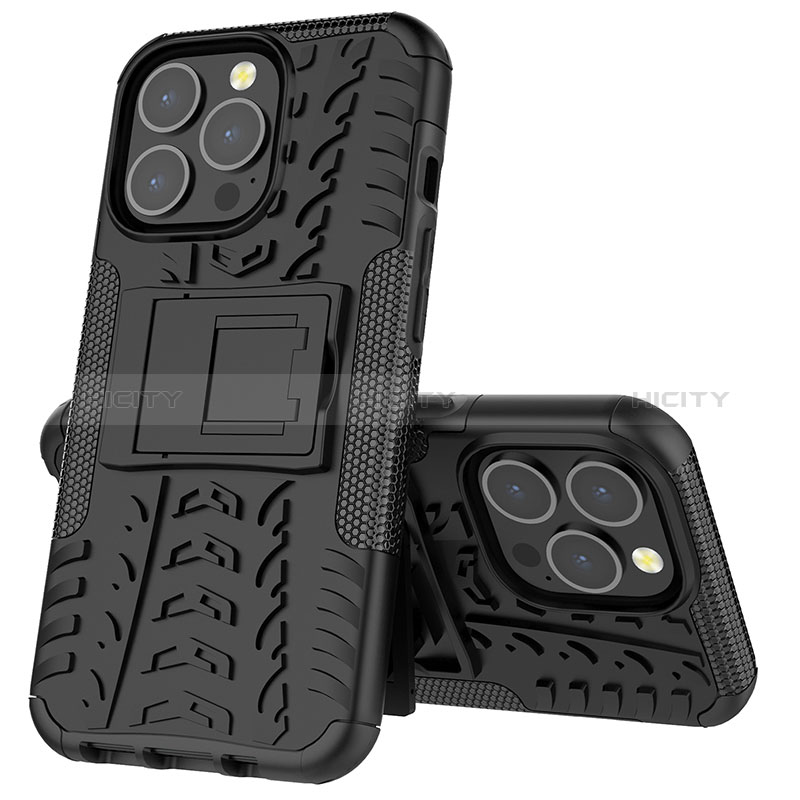 Funda Bumper Silicona y Plastico Mate Carcasa con Soporte A07 para Apple iPhone 14 Pro