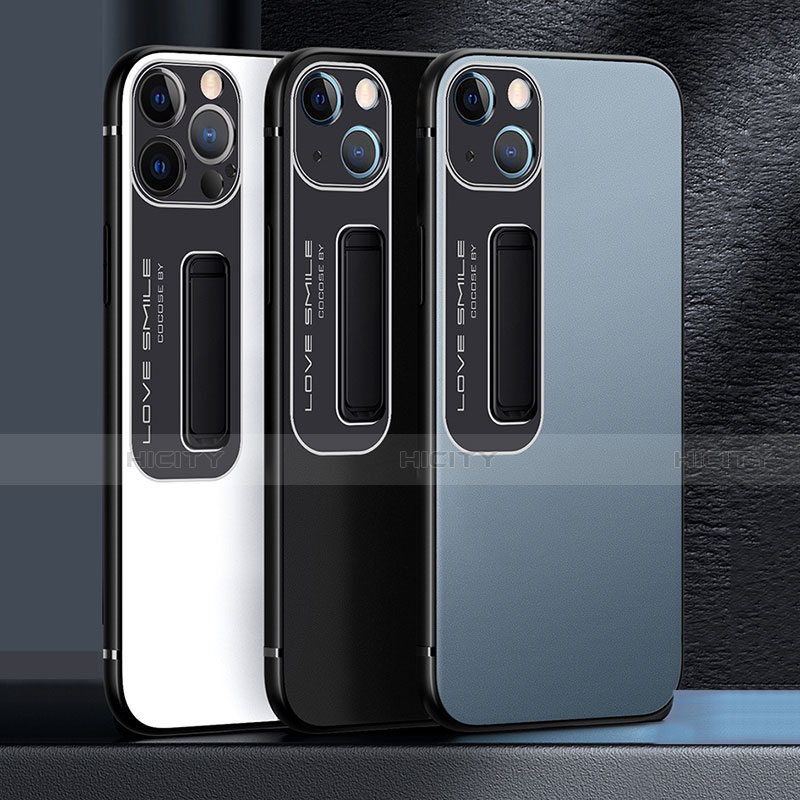 Funda Bumper Silicona y Plastico Mate Carcasa con Soporte A08 para Apple iPhone 13