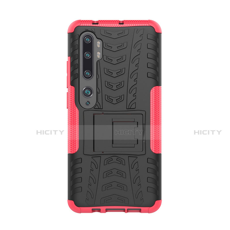 Funda Bumper Silicona y Plastico Mate Carcasa con Soporte D01 para Xiaomi Mi Note 10 Pro