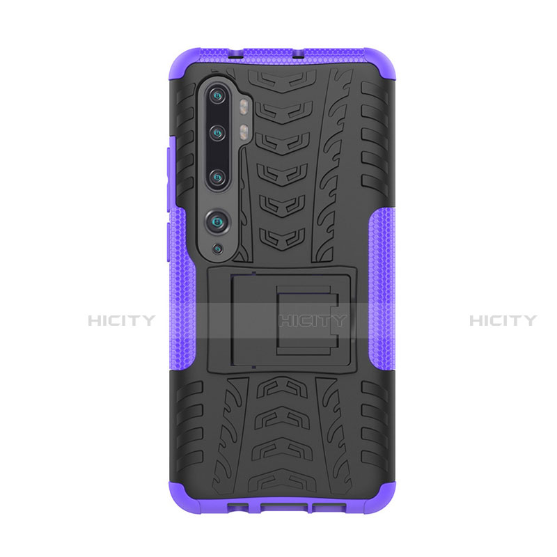 Funda Bumper Silicona y Plastico Mate Carcasa con Soporte D01 para Xiaomi Mi Note 10 Pro