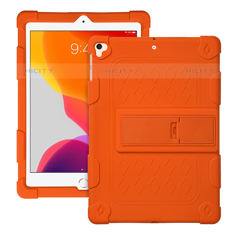 Funda Bumper Silicona y Plastico Mate Carcasa con Soporte H01 para Apple iPad Pro 9.7 Naranja