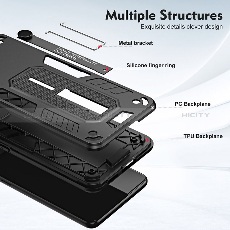 Funda Bumper Silicona y Plastico Mate Carcasa con Soporte H01P para Oppo A78 5G