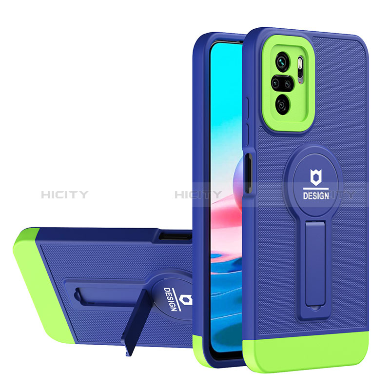 Funda Bumper Silicona y Plastico Mate Carcasa con Soporte H01P para Xiaomi Redmi Note 10 4G