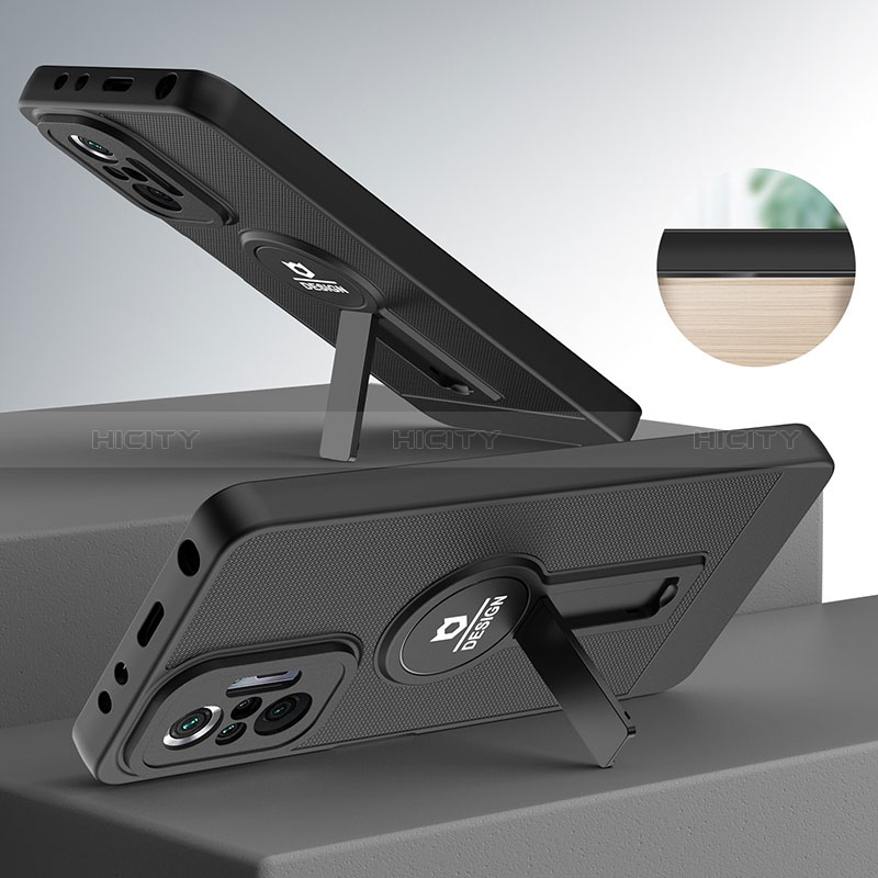 Funda Bumper Silicona y Plastico Mate Carcasa con Soporte H01P para Xiaomi Redmi Note 10 Pro 4G