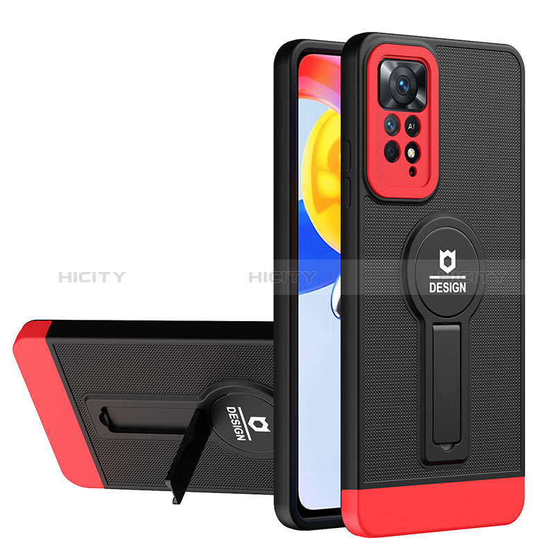 Funda Bumper Silicona y Plastico Mate Carcasa con Soporte H01P para Xiaomi Redmi Note 11 4G (2022)