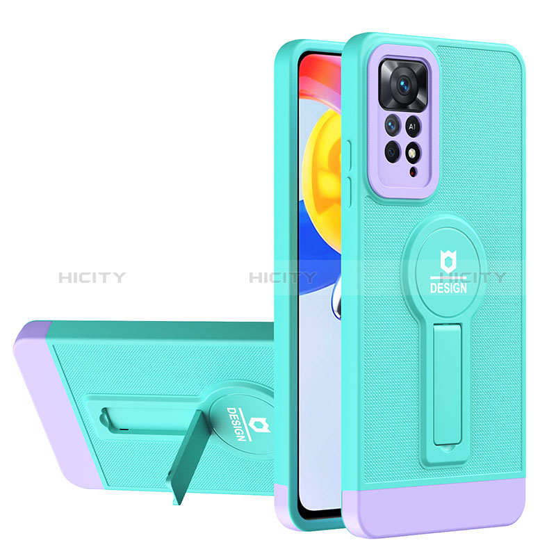 Funda Bumper Silicona y Plastico Mate Carcasa con Soporte H01P para Xiaomi Redmi Note 11 4G (2022)