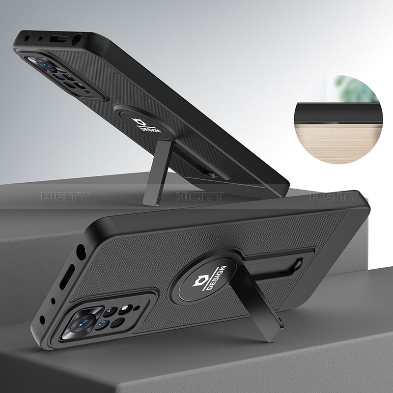 Funda Bumper Silicona y Plastico Mate Carcasa con Soporte H01P para Xiaomi Redmi Note 11 Pro 5G