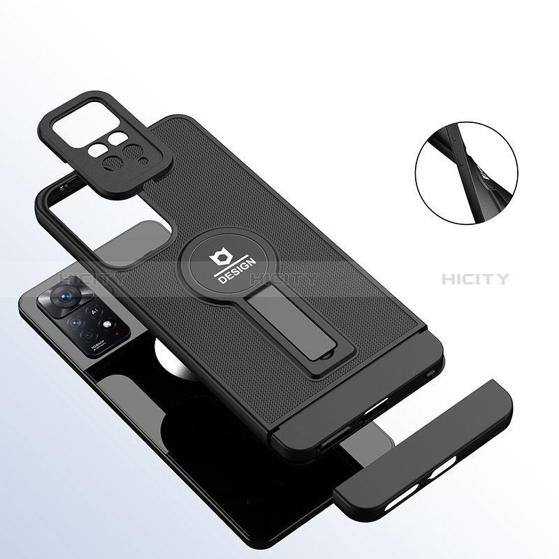 Funda Bumper Silicona y Plastico Mate Carcasa con Soporte H01P para Xiaomi Redmi Note 11 Pro 5G