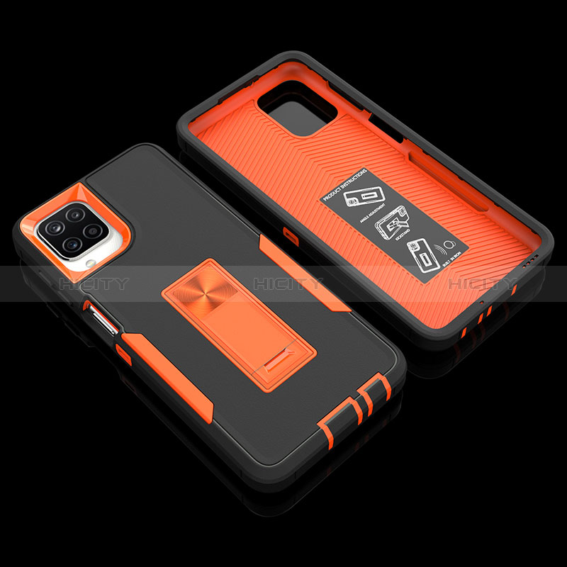 Funda Bumper Silicona y Plastico Mate Carcasa con Soporte J01S para Samsung Galaxy A12 Nacho