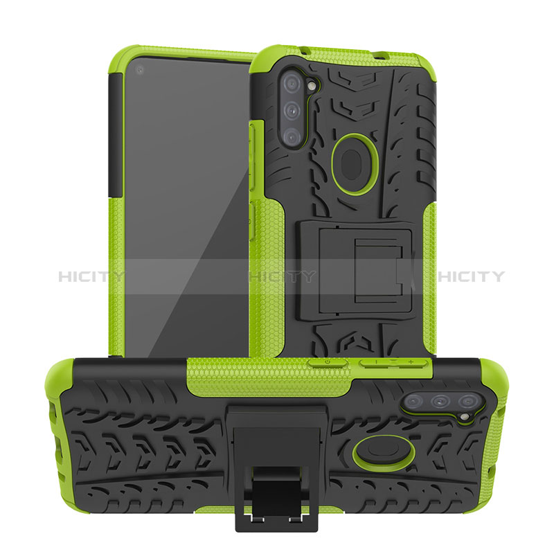 Funda Bumper Silicona y Plastico Mate Carcasa con Soporte J01X para Samsung Galaxy A11