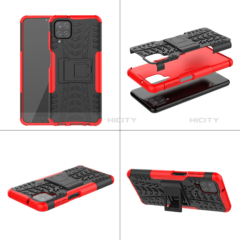 Funda Bumper Silicona y Plastico Mate Carcasa con Soporte J01X para Samsung Galaxy A12 Nacho