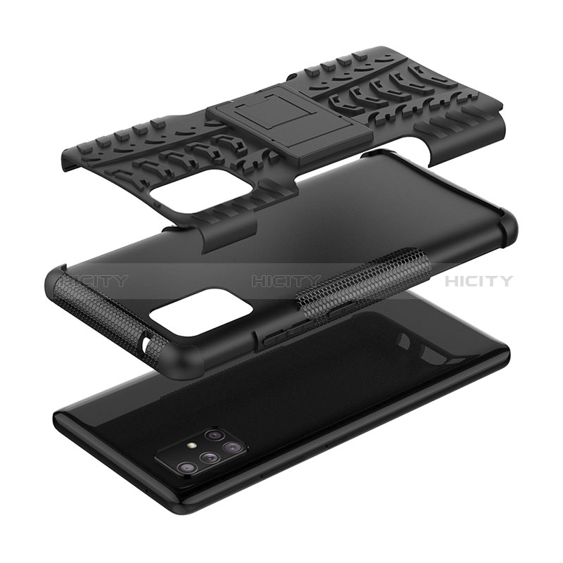 Funda Bumper Silicona y Plastico Mate Carcasa con Soporte J01X para Samsung Galaxy A71 4G A715